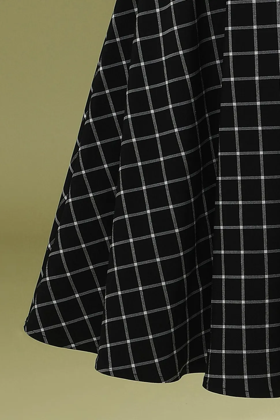 Vestido de balanço Midi xadrez preto vintage