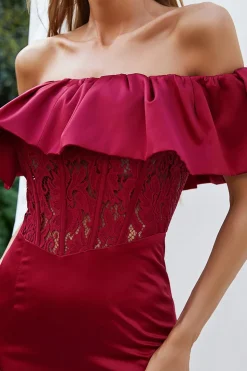Vestido de bodycon de ombro preto fora