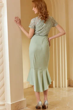 Vestido de bodycon de renda rosa dos anos 60