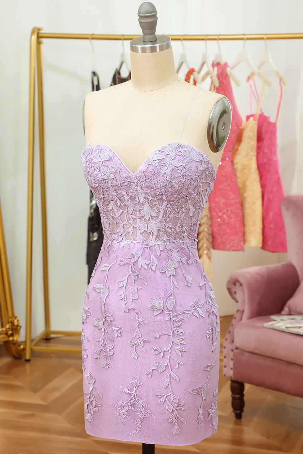 Vestido de Cóctel Com Apliques Roxo