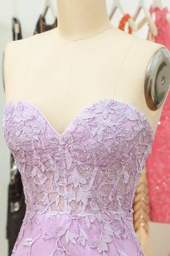 Vestido de Cóctel Com Apliques Roxo