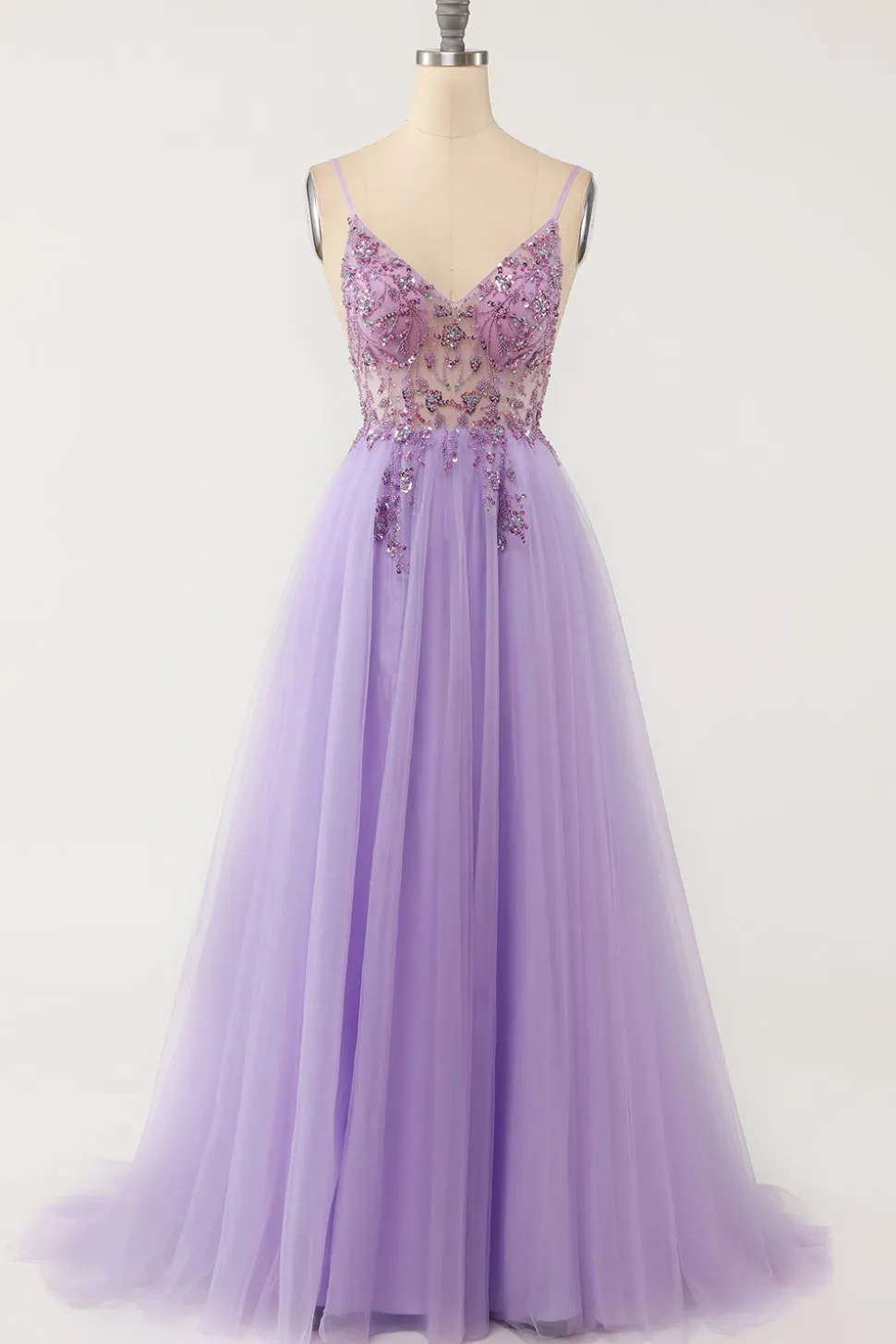 Vestido de Cerimónia Comprido Azul Claro Perolização