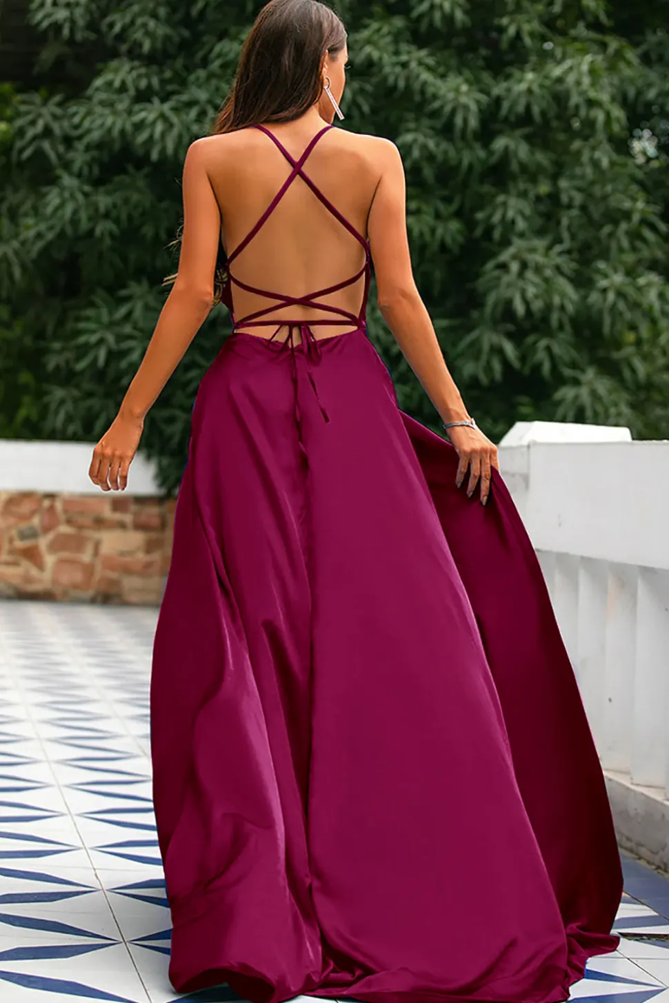 Vestido de cetim azul