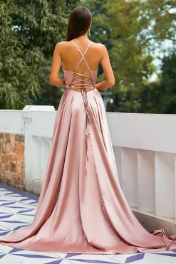 Vestido de cetim rosa
