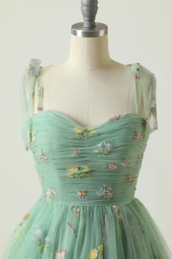 Vestido de Cocktail A Line Verde
