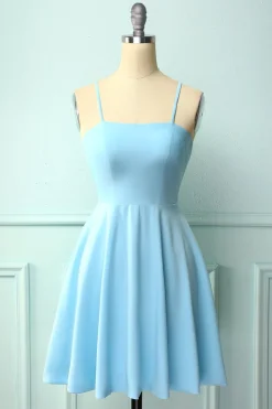 Vestido de Cocktail Azul Aberto de Volta
