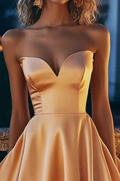 Vestido de cocktail curto A-Line Sweetheart laranja claro