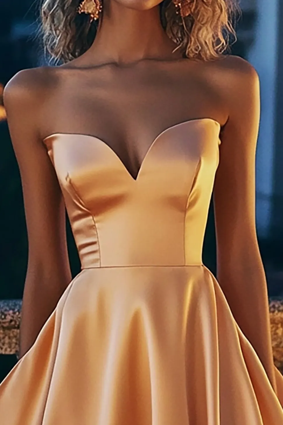 Vestido de cocktail curto A-Line Sweetheart laranja claro