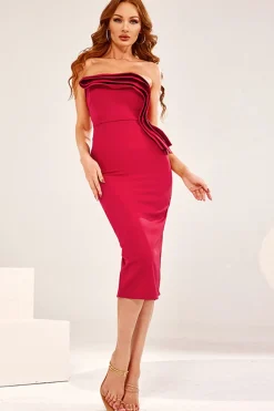 Vestido de cocktail de bodycon de bodycon sem alças da Borgonha