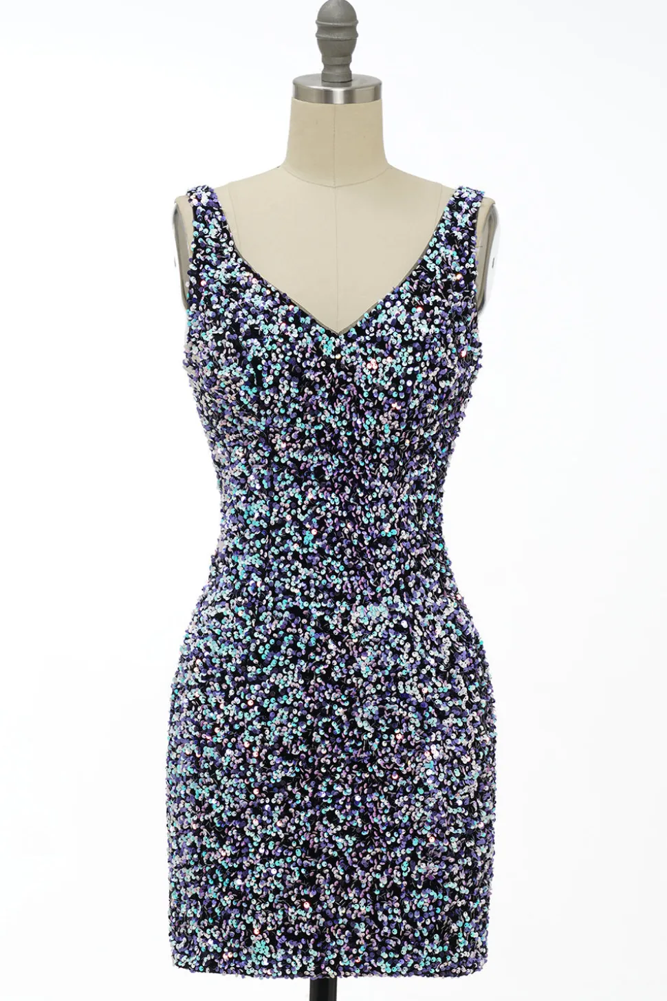 Vestido de cocktail de lantejoulas pretas