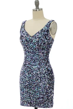 Vestido de cocktail de lantejoulas pretas