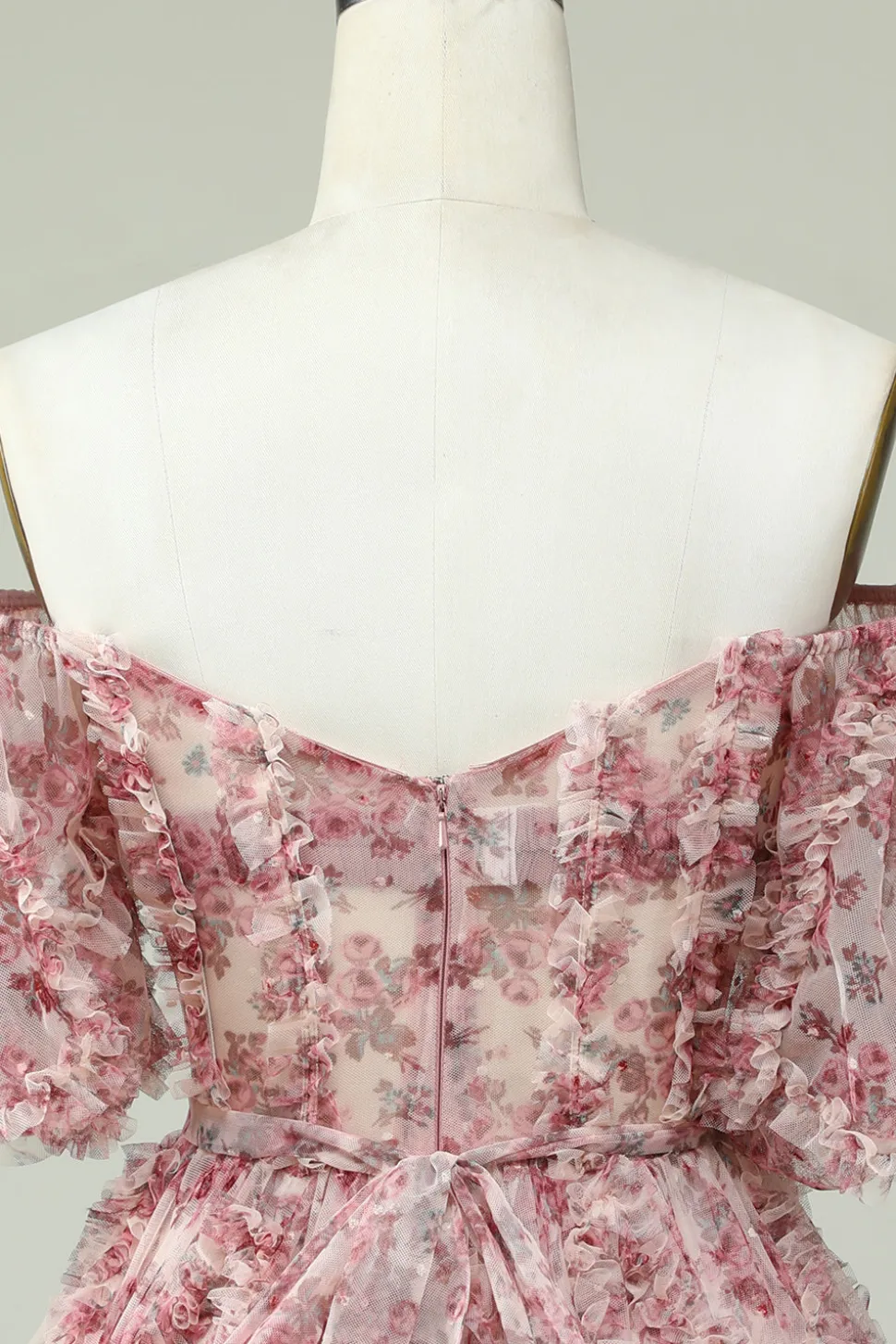 Vestido de Cocktail Fora do Ombro Estampado Floral