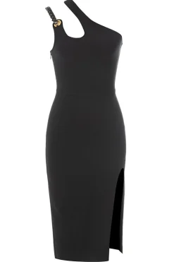 Vestido de Cocktail Preto Um Ombro