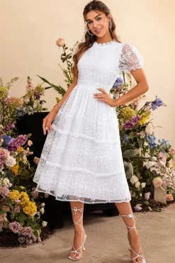 Vestido de cocktail renda comprido branco