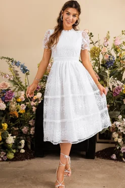 Vestido de cocktail renda comprido branco