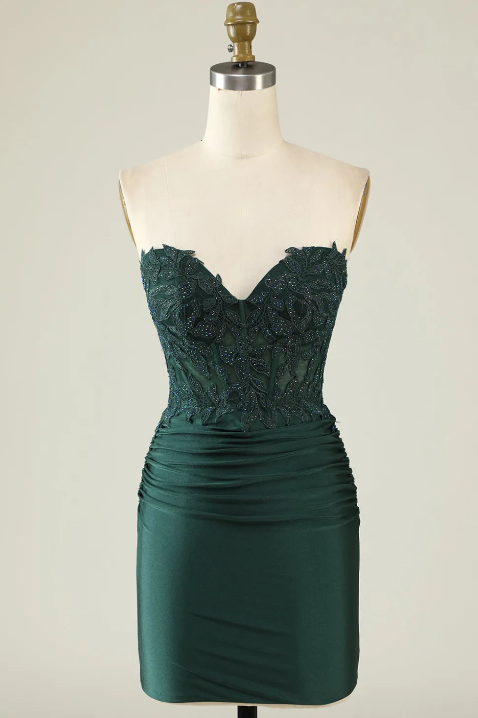 Vestido de Cocktail Verde Escuro Sem Cintas