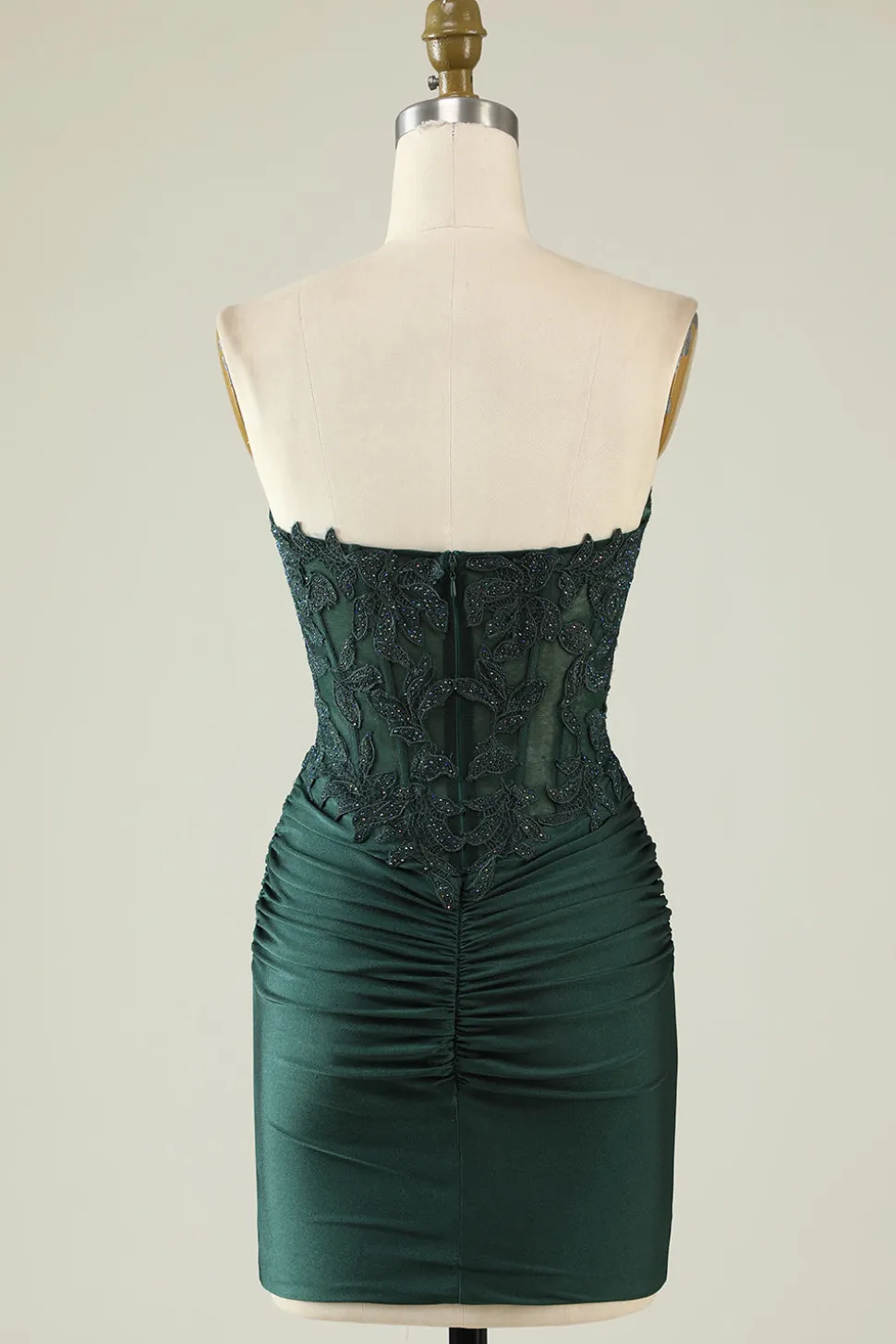 Vestido de Cocktail Verde Escuro Sem Cintas