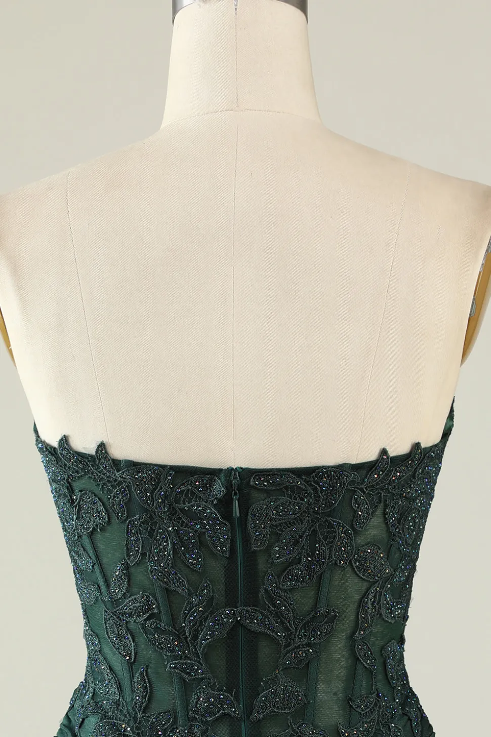 Vestido de Cocktail Verde Escuro Sem Cintas