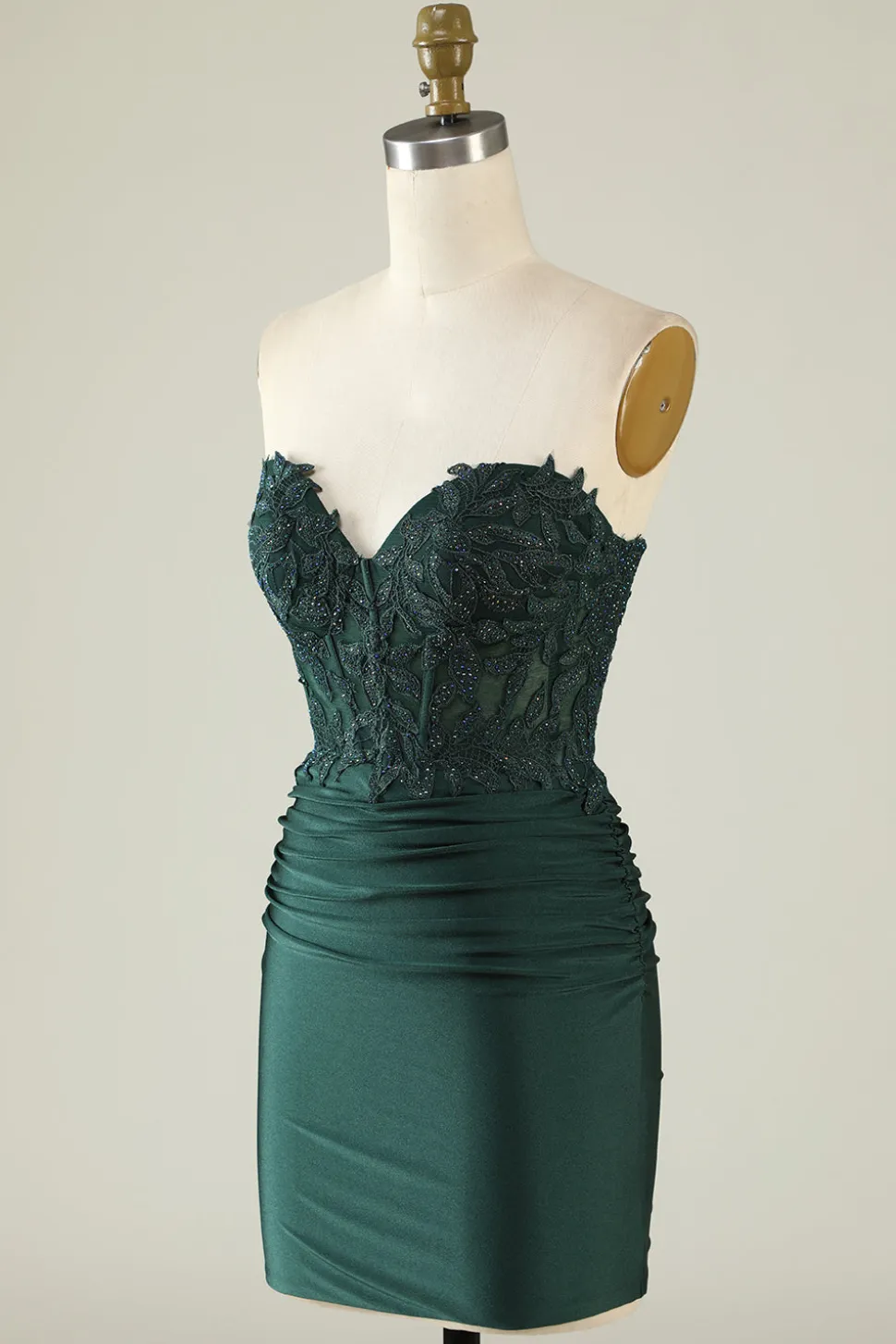 Vestido de Cocktail Verde Escuro Sem Cintas