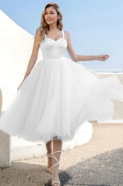 Vestido de coquetel de tulle azul celeste