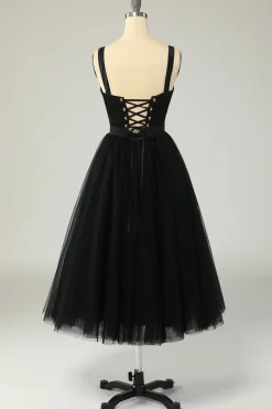 Vestido de coquetel de tulle azul celeste