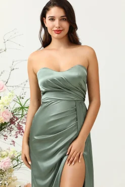 Vestido de Dama de Honor Sem Alças Eucalipto