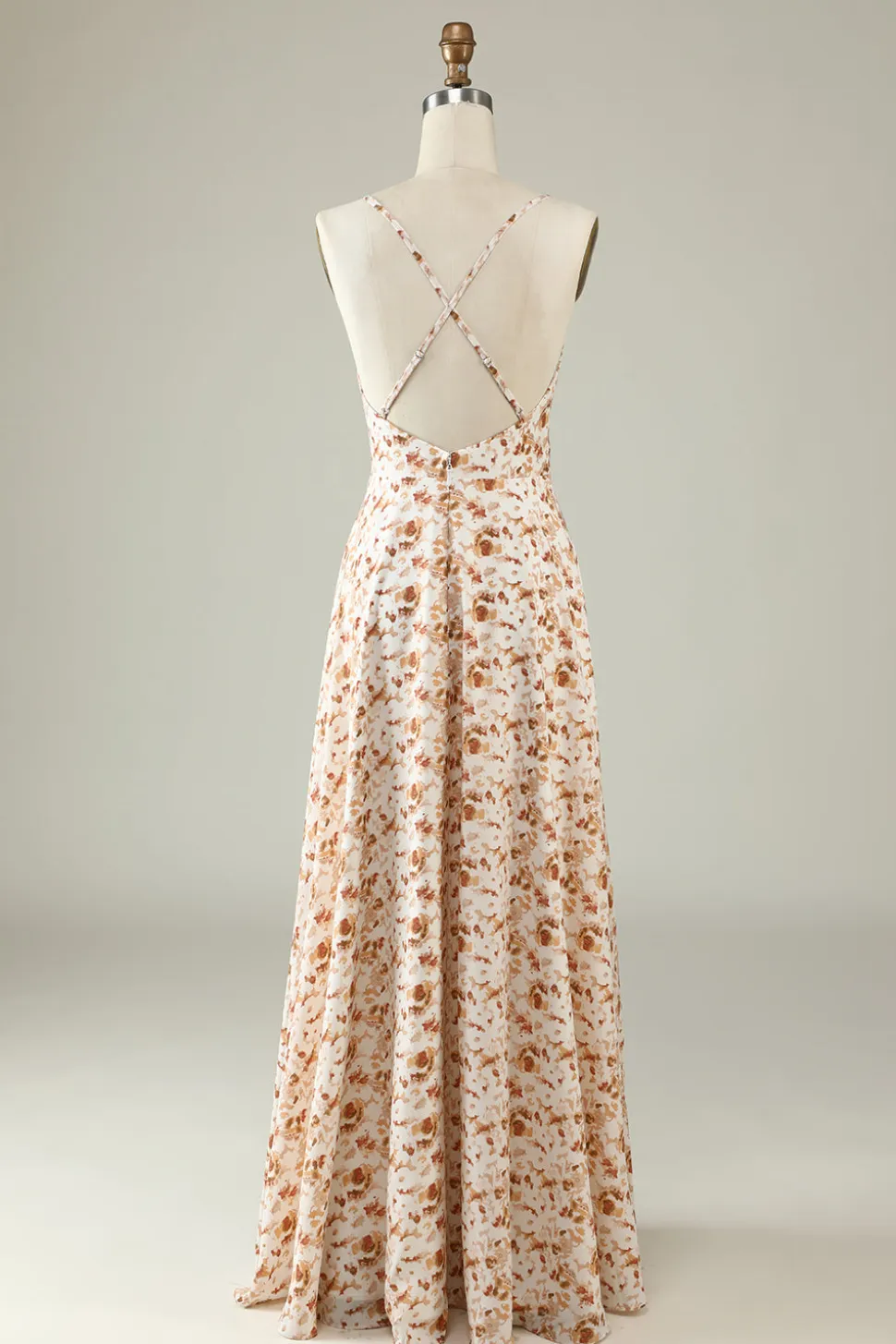 Vestido de Dama de Honor Com Babado Branco Floral Boho