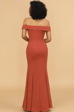 Vestido de dama de honra terrocotta longa chiffon