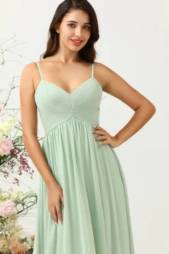 Vestido de Dama de Honra Azul-Teal Sem Mangas
