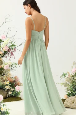 Vestido de Dama de Honra Azul-Teal Sem Mangas