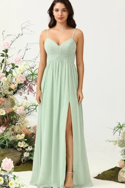 Vestido de Dama de Honra Azul-Teal Sem Mangas