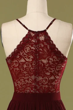 Vestido de dama de honra longo simples de Borgonha