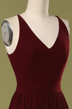 Vestido de dama de honra longo simples de Borgonha