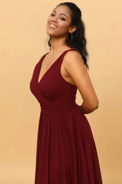 Vestido de Dama de Honra Borgonha A-Line