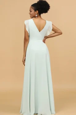 Vestido de Dama de Honra Mint Gola em V