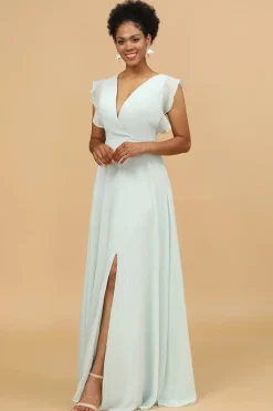 Vestido de Dama de Honra Mint Gola em V