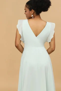 Vestido de Dama de Honra Mint Gola em V