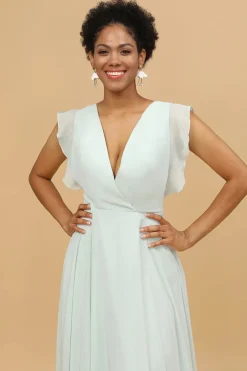 Vestido de Dama de Honra Mint Gola em V