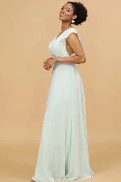 Vestido de Dama de Honra Mint Gola em V