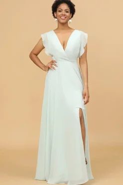 Vestido de Dama de Honra Mint Gola em V