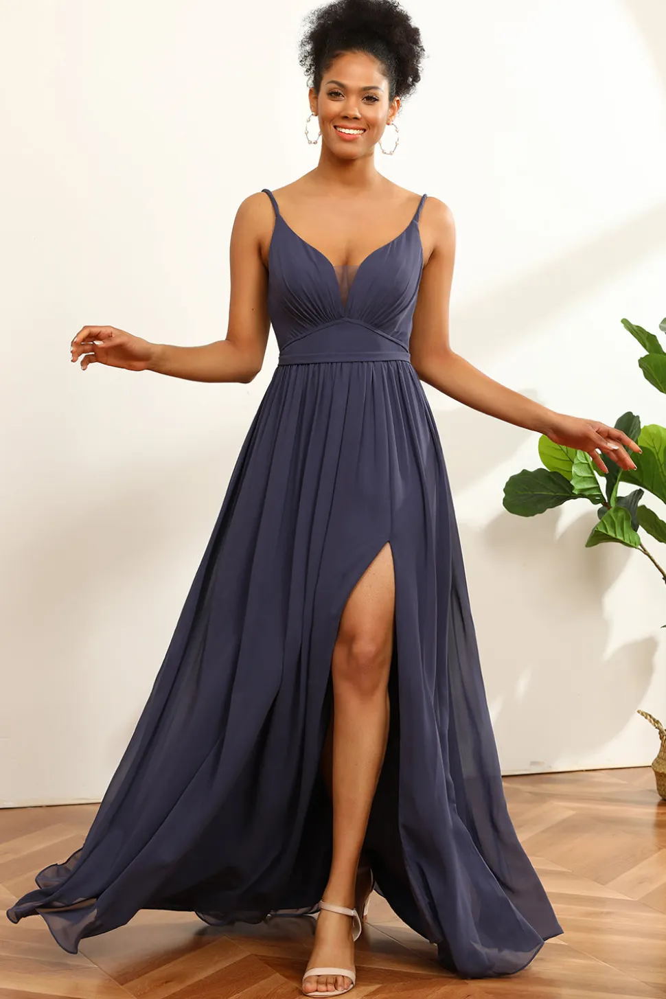 Vestido de dama de honra azul empoeirado