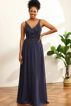 Vestido de dama de honra azul empoeirado