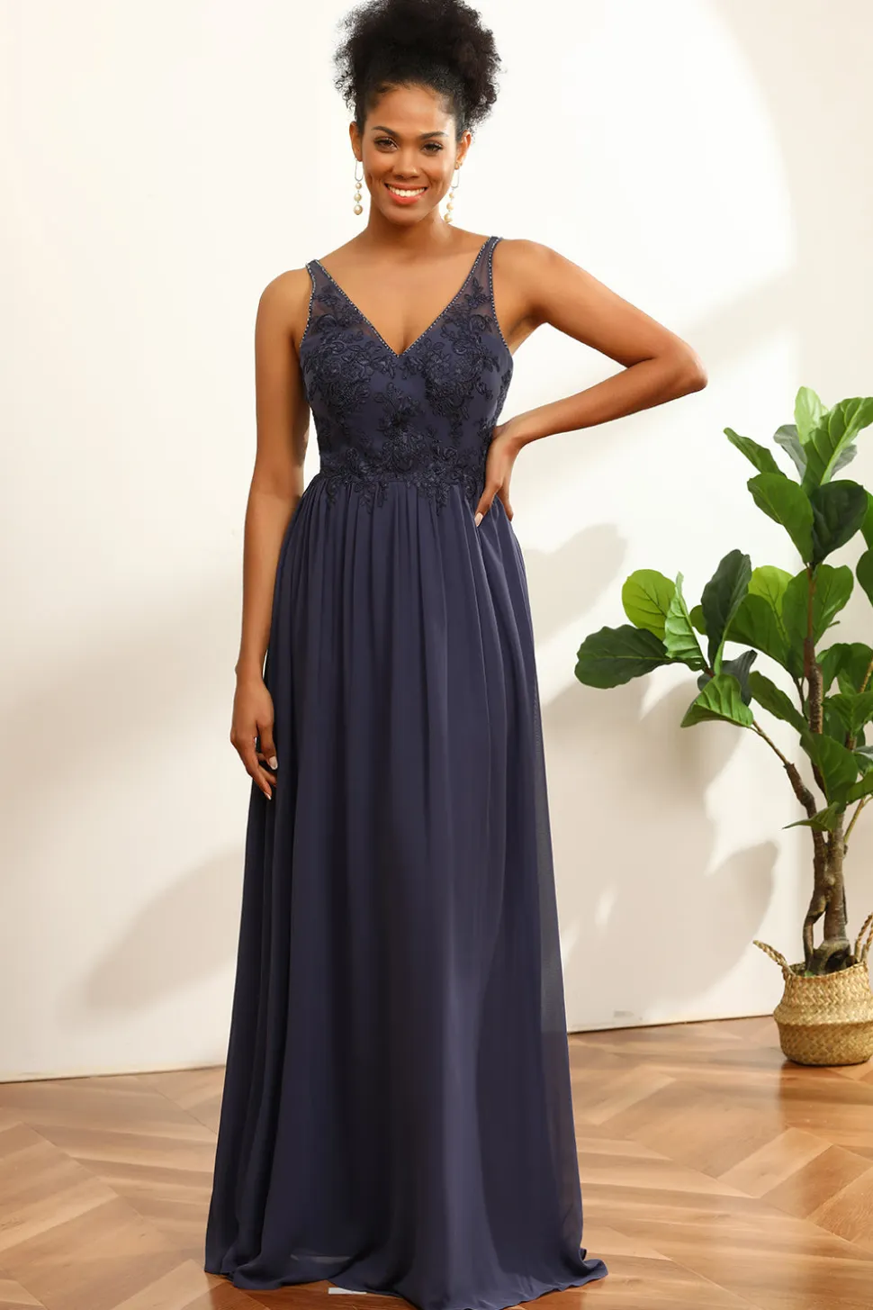 Vestido de dama de honra azul empoeirado
