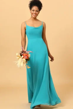 Vestido de Dama de Honra Cintas de Espaguete Jade