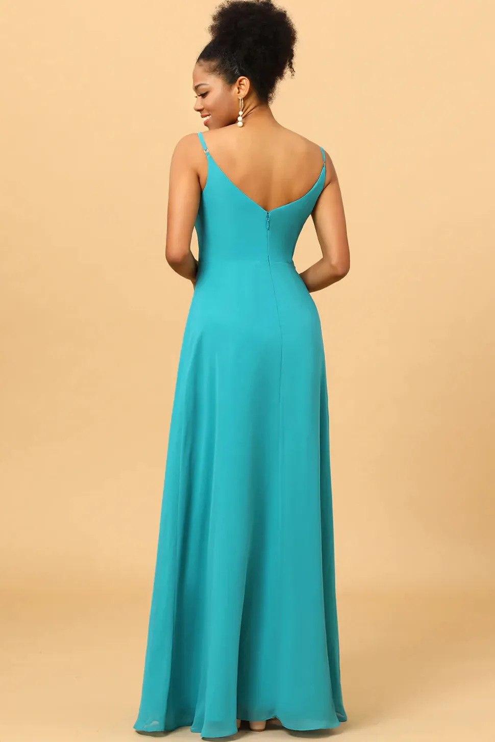 Vestido de Dama de Honra Cintas de Espaguete Jade