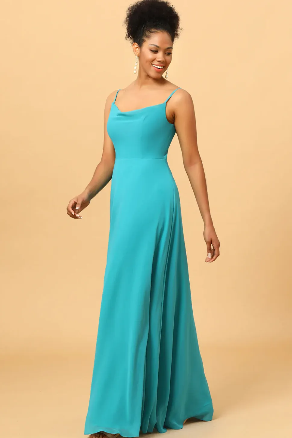 Vestido de Dama de Honra Cintas de Espaguete Jade