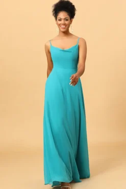 Vestido de Dama de Honra Cintas de Espaguete Jade