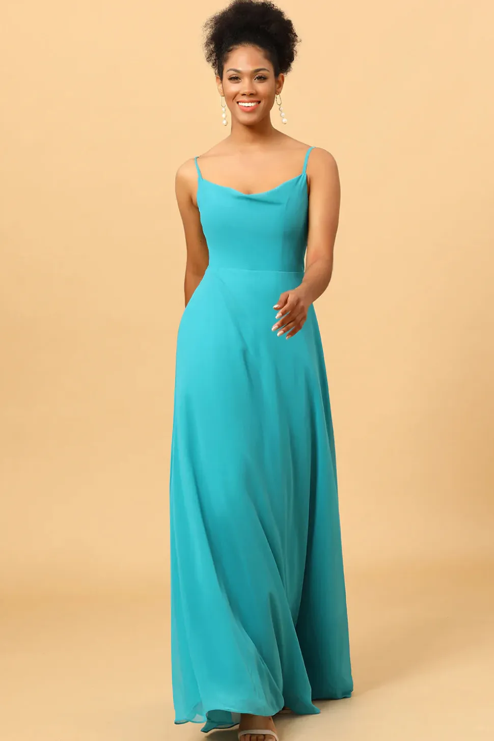 Vestido de Dama de Honra Cintas de Espaguete Jade