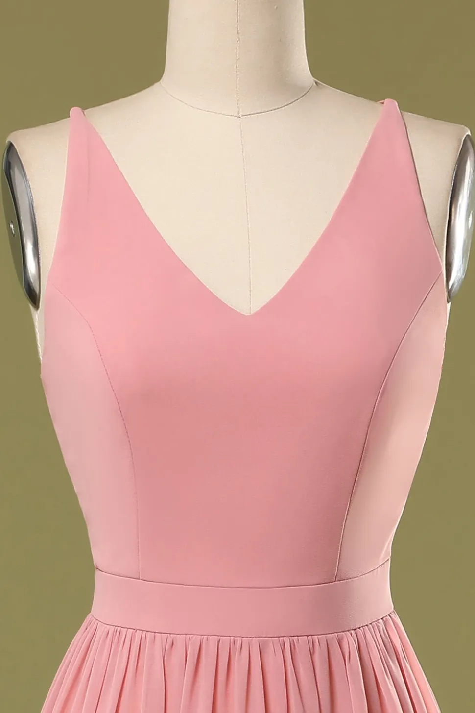 Vestido de dama de honra longo rosa simples