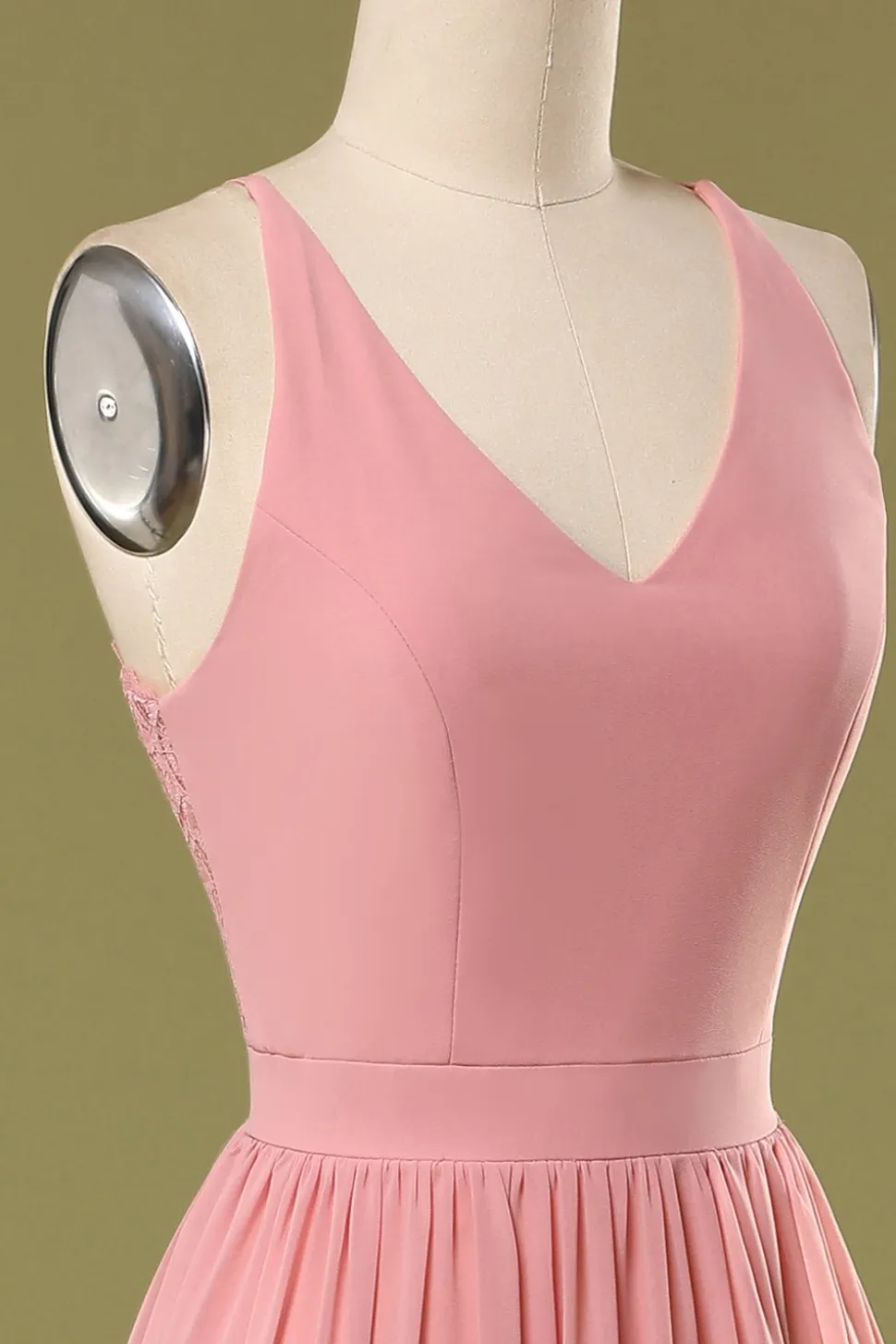 Vestido de dama de honra longo rosa simples